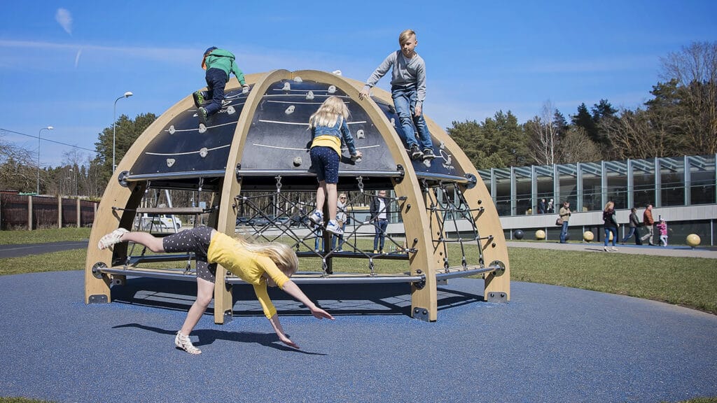 Kids climbing in a playground